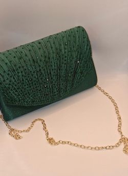 Elegant Emerald Green Rhinestone Evening Clutch Purse