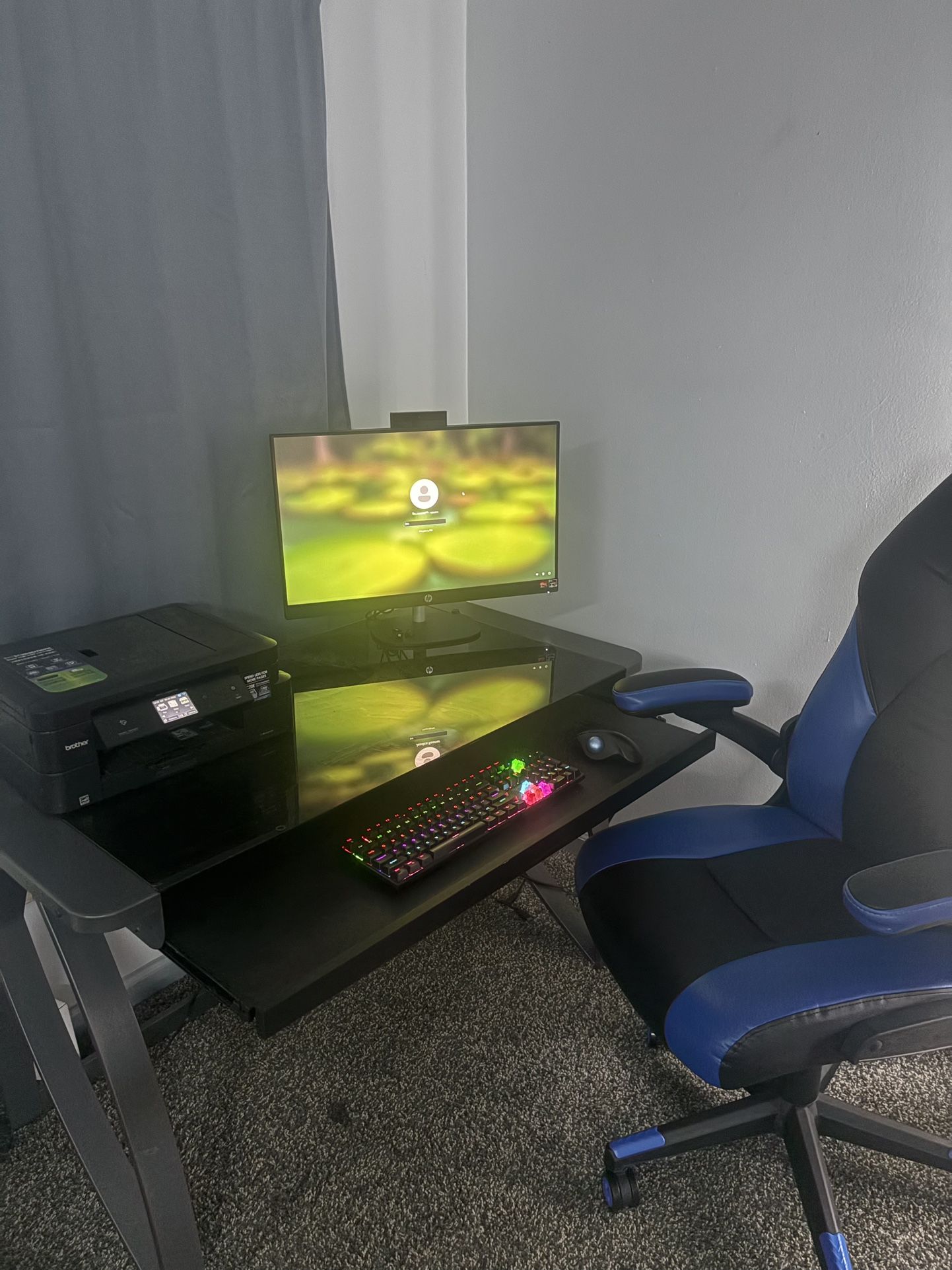 HP Computer, brother Printer, and desk