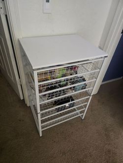 in. W White Steel 8-Drawer Close Mesh Wire Basket