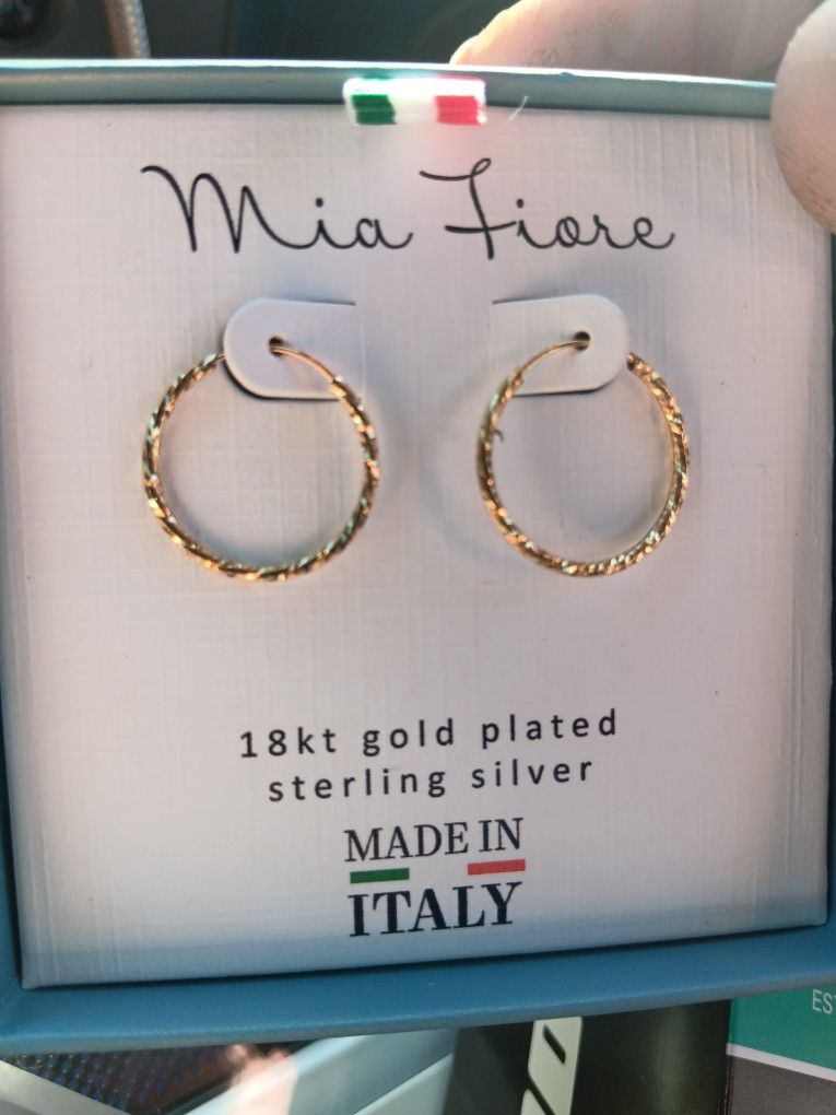 BEAUTIFUL 18 kt Over STERLING SILVER EARINGS
