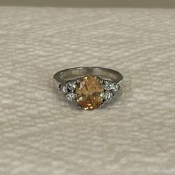 925 Sterling Silver Citrine Gemstone Ring (Pre-Owned)