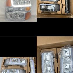 99-06 GMC Sierra 00-06 Yukon / Yukon XL Black / Chrome / Clear  / Amber LED DRL Headlights Headlamps Calaveras 