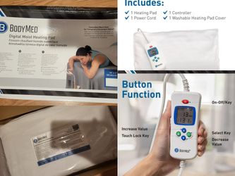 BodyMed Digital Moist Heating Pad + Auto Shut Off Neck and Shoulders, Pain Muscle Relief 14 x 27"