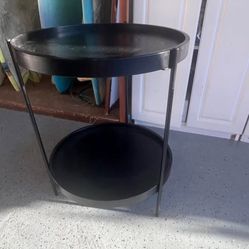 Modern black side table two tier