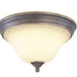 Hampton bay flush mount fixture Tuscan Bronze Antique Scavo Glass Shade