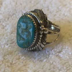 Vintage Justin Morris Navajo turquoise ring