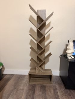 8 Tier Tree Style Bookshelf - Gray Wood Finish 
