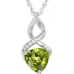 NWT Green Peridot Rhodium Over Sterling Silver Pendant With Chain 2.51ctw