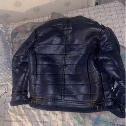 Leather Dark Blue Coat