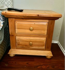 Bedside Table Light Wood 2 Drawer Nightstand Table 25”Hx26Wx17”D