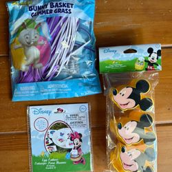 New Disney Easter Mickey Treat Container Eggs, Disney Egg Tattoos and Easter Grass Set