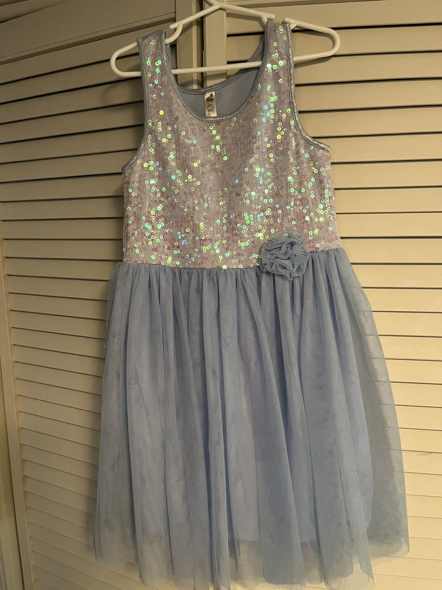 Cherokee Girls Size 7/8 Sparkly Light Blue Dress
