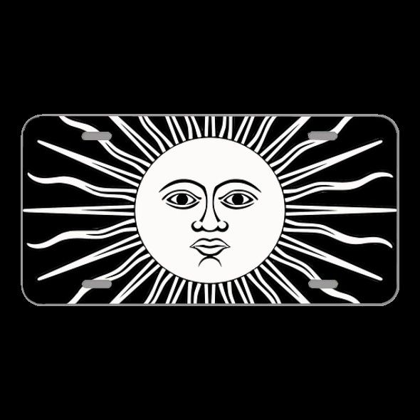 License Plate Novelty Car Front Sun Rays Face Stylized Solar Eyes
