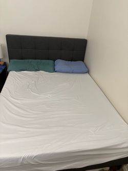 Dark Gray Upholstered Bed with headboard