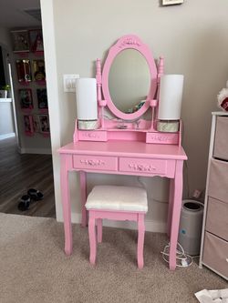 Very Clean Pink Vanity Table for Girls