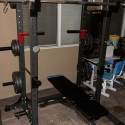 Weight Rack With Bar + Weights