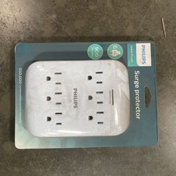 Philips 6-Outlet Extender Surge Protector, Wall Tap, 900 Joules, Space Saving Design, 3-Prong, Protection Indicator LED Light, ETL Listed, White, SPP3