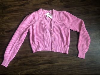 NWT Pink Knit Cropped Cardigan  Size S