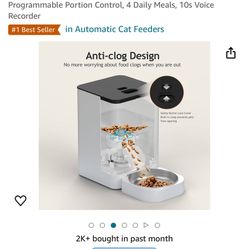 VOLUAS Automatic Cat Feeders - Timed Pet Feeder for Cats and Dogs with Dry Food Dispenser, Desiccant Bag, Programmable Portion Control, 4 Daily Meals,