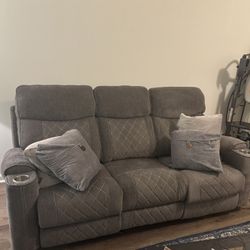 Grey reclining Couch And Loveseat 
