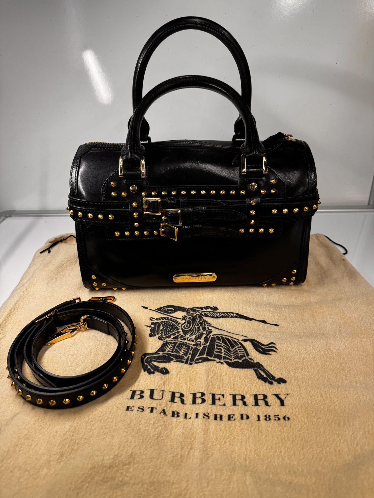 Burberry Studded Alchester Bowler Satchel.