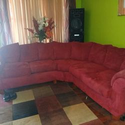 Slightly Used Living Room Sofa (Red SUEDE)