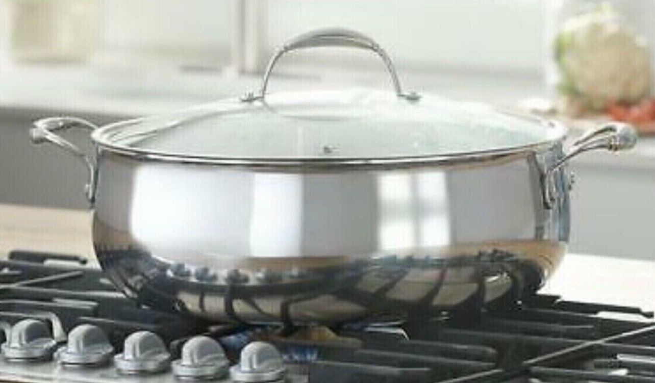 Princess House Olla De 14 Qt De Stainless Steel Tri Ply. Sear and Simmer Pan 5708.