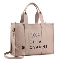 Large Leather Tote Bag plus Dust Bag (Apricot) by Elia Giovanni