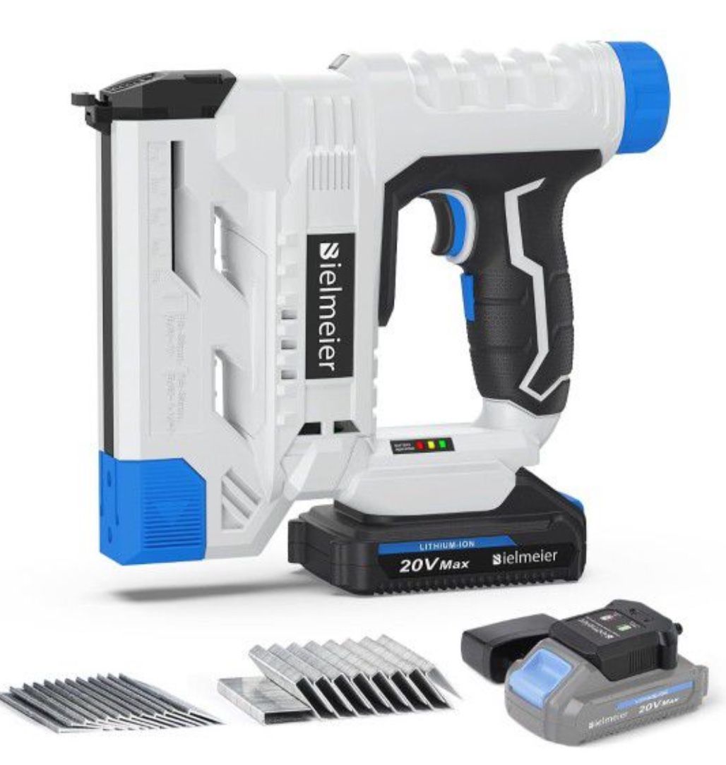 Bielmeier 20V Cordless Brad Nailer, 18 Gauge 2 in 1 Nail Gun Battery Powered, Electric Staple Gun for Upholstery, Carpentry, and DIY,