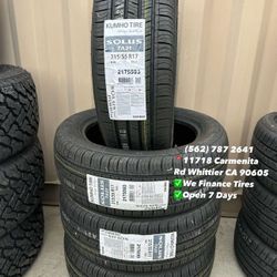 215/55R17 Kumho Solus Set of Tires Installed and Balanced Set de Llantas Nuevas Instaladas y Balanceadas