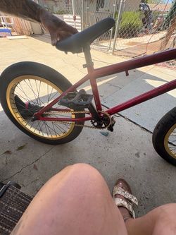 BMX Bike Red Frame Gold Rims