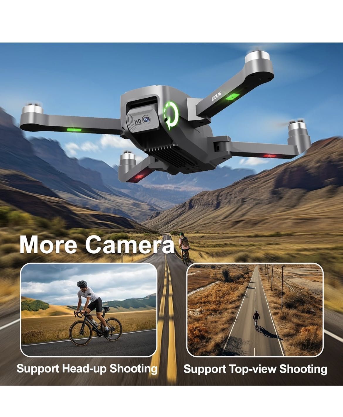 Brushless Motor Drone with 1080p Camera for Adults 5G Wifi Adjustable Lens One Touch Takeoff/Landing Altitude Hold Mini Foldable Drone 