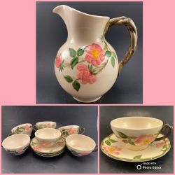 VTG Franciscan Desert Rose Lot~ Cup & Saucer Sets (6 Cups, 3 Saucers) & 1 Pitcher—See Description 