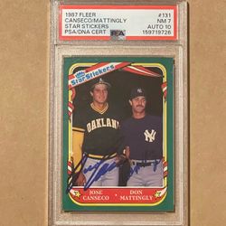 Dual Signed 1987 Fleer Star Stickers - Don Mattingly & Jose Canseco