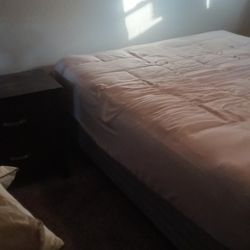 Queen Siz Mattress, Boxsprings, Frame, Dresser And 2 End Tables