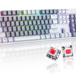 RisoPhy Wireless Mechanical Keyboard, Triple Mode 2.4G/USB-C/Bluetooth Gaming Keyboard, 104 Keys Programmable, Customize RGB Backlit, Red Switch