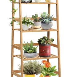 Bamboo 4-Tier Ladder Shelf Plant Stand For Sale $22.00 50%+ OFF Retail $45.99 NEW IN BOX