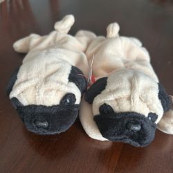 Pugsly #4106 Ty Beanie Baby Set Of 2