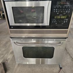 Electric Microwave And Oven 2 Piece Combo With Flat Top.