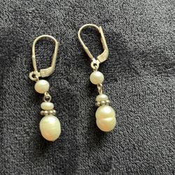 Triple Fresh Water Pearl Earrings 