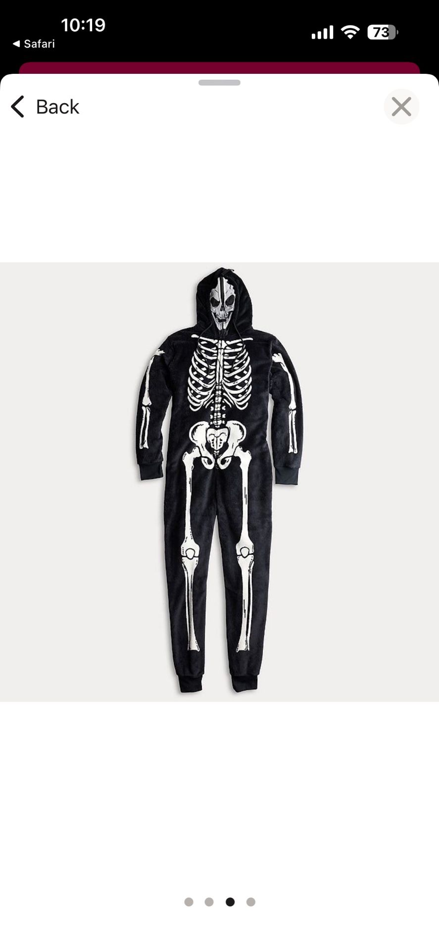Men's Skeleton Halloween Hooded Union Suit