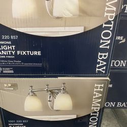 Solomone 13.4 in. 2-Light Polished Chrome Bathroom Vanity Light Fixture with Opal Glass Shades