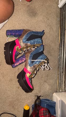 Funky glitter sequin boots size 10