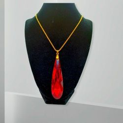Red  Titanium Crystal Necklace, Chokers, angel aura,flame aura Red Pendant Aura  quartz.