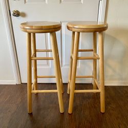 2 Swivel Barstools - solid wood, like new