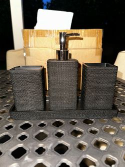 4 Pcs Bathroom Accessory Set, Soap Dispenser, Toothbrush Holder, Qtip Holder Set