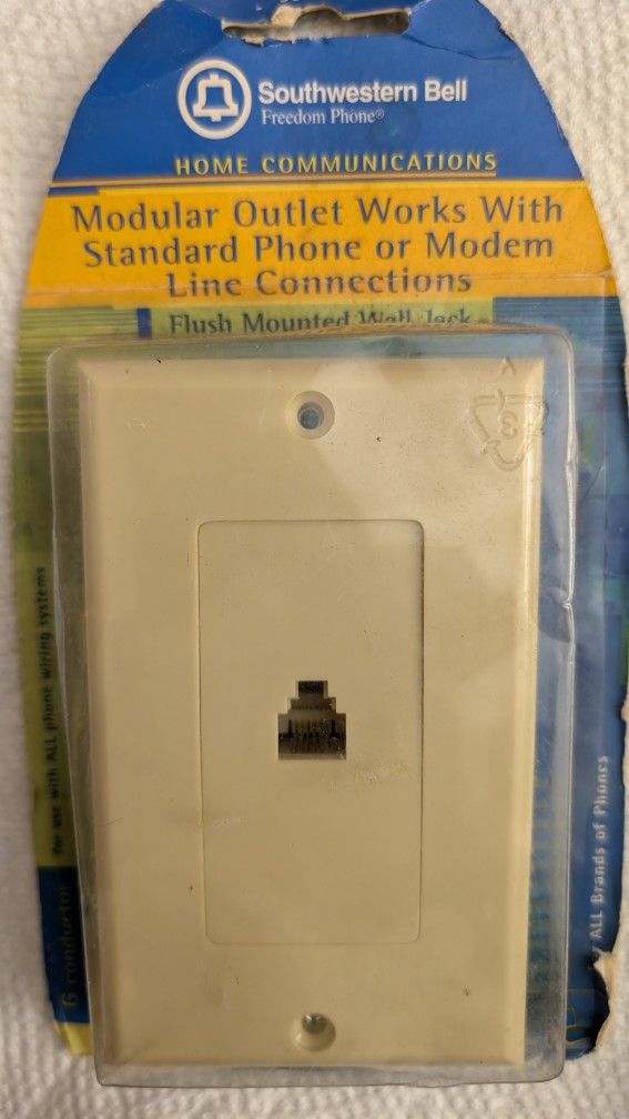 4 Connector Flush Mounted Wall Phone Jack For Landline Telephone Or Modem 1, 2, Or 3 Lines S60618
Southwestern Bell For All Phone Lines