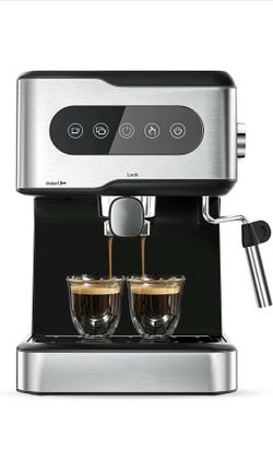 Espresso Machine 20 Bar Espresso Coffee Maker Cappuccino Machine with Milk Frother, Digital Touch Panel, 50 OZ Removable Water Tank, Stainless Steel