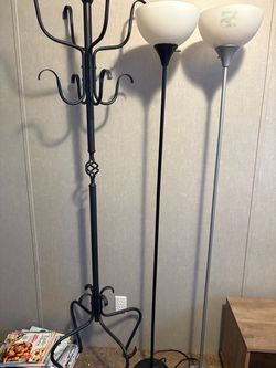 Black Metal Coat Rack with Scroll Design