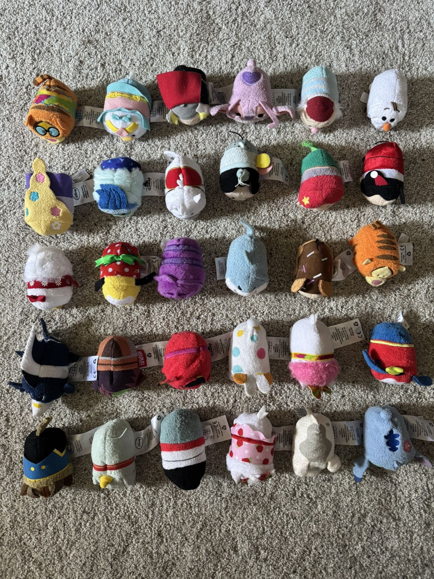 Lot of 30 Disney and Marvel Mini Plush Tsum Tsums